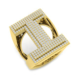 1.00 Carat Round Diamond Block Letter I Cluster Pavé Statement Initial Ring