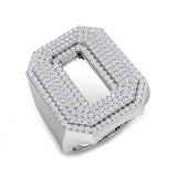 1,35 Karat runder Diamant-Blockbuchstabe O Cluster Pavé Statement Initialenring