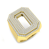 1,35 Karat runder Diamant-Blockbuchstabe O Cluster Pavé Statement Initialenring