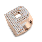 Bague initiale en forme de lettre P sertie de diamants ronds de 1,64 carat, pavée de diamants.