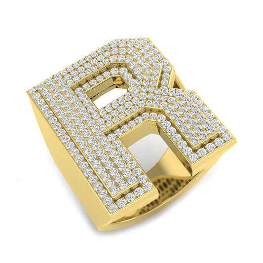 Luxury Diamond R Initial Ring – 1.5ct | Lab & Natural | Hallmarked Gold & Platinum