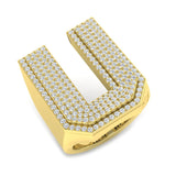 1,30 Karat runder Diamant-Blockbuchstabe U Cluster Pavé Statement Initialenring