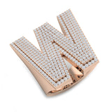 1,47 Karat runder Diamant-Blockbuchstabe W Cluster Pavé Statement Initialenring
