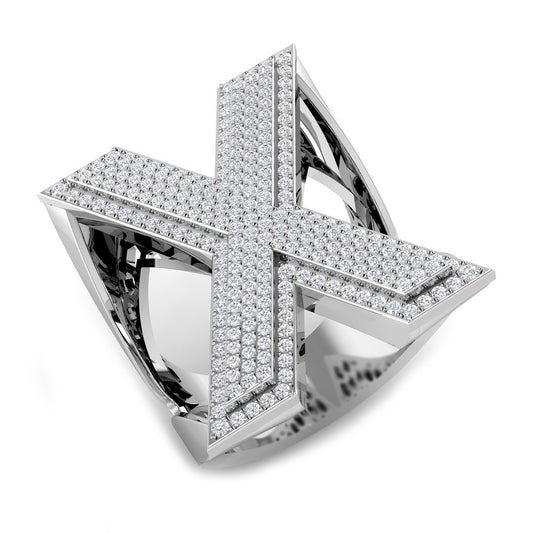 Premium Diamond X Initial Ring – 1ct | Lab & Natural | Hallmarked Gold & Platinum