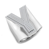 0,80 Karat runder Diamant-Blockbuchstabe Y Cluster Pavé Statement Initialenring