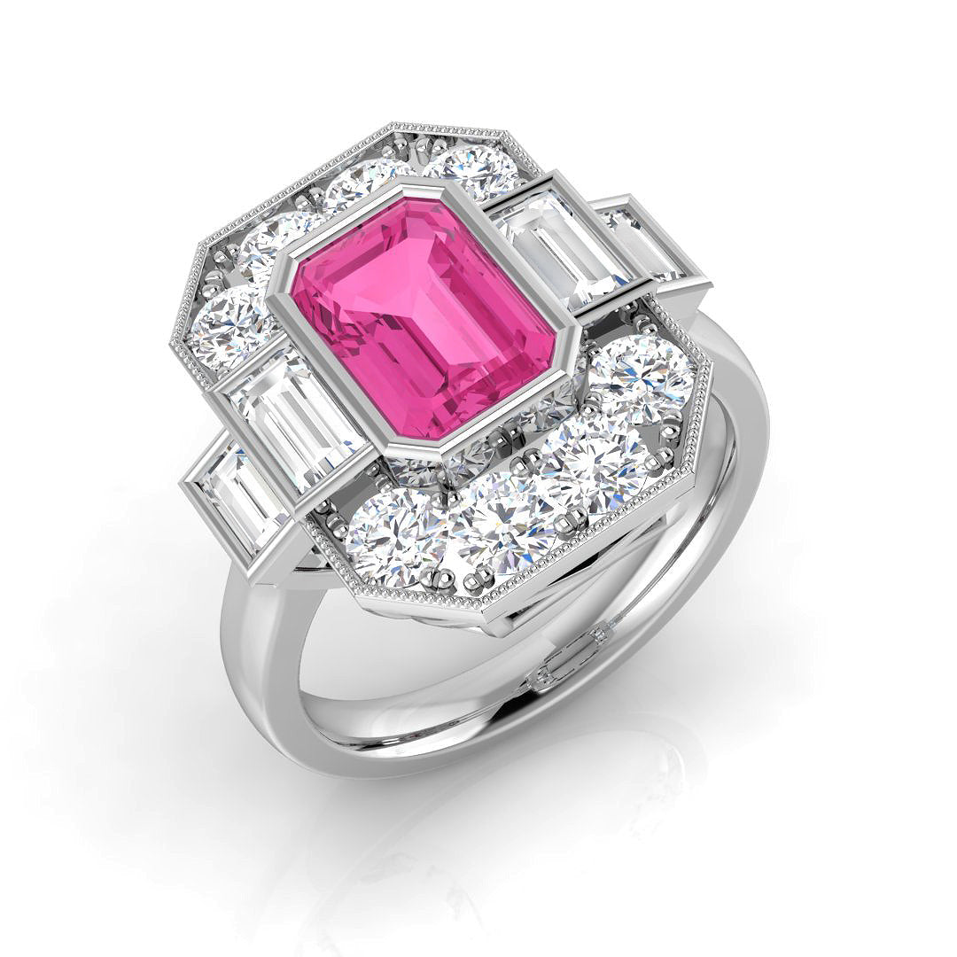 Diamond Reabing Pink Sapphire Ring | 1.5ct - 3ct