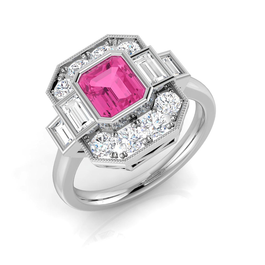 Diamond Reabing Pink Sapphire Ring | 1.5ct - 3ct