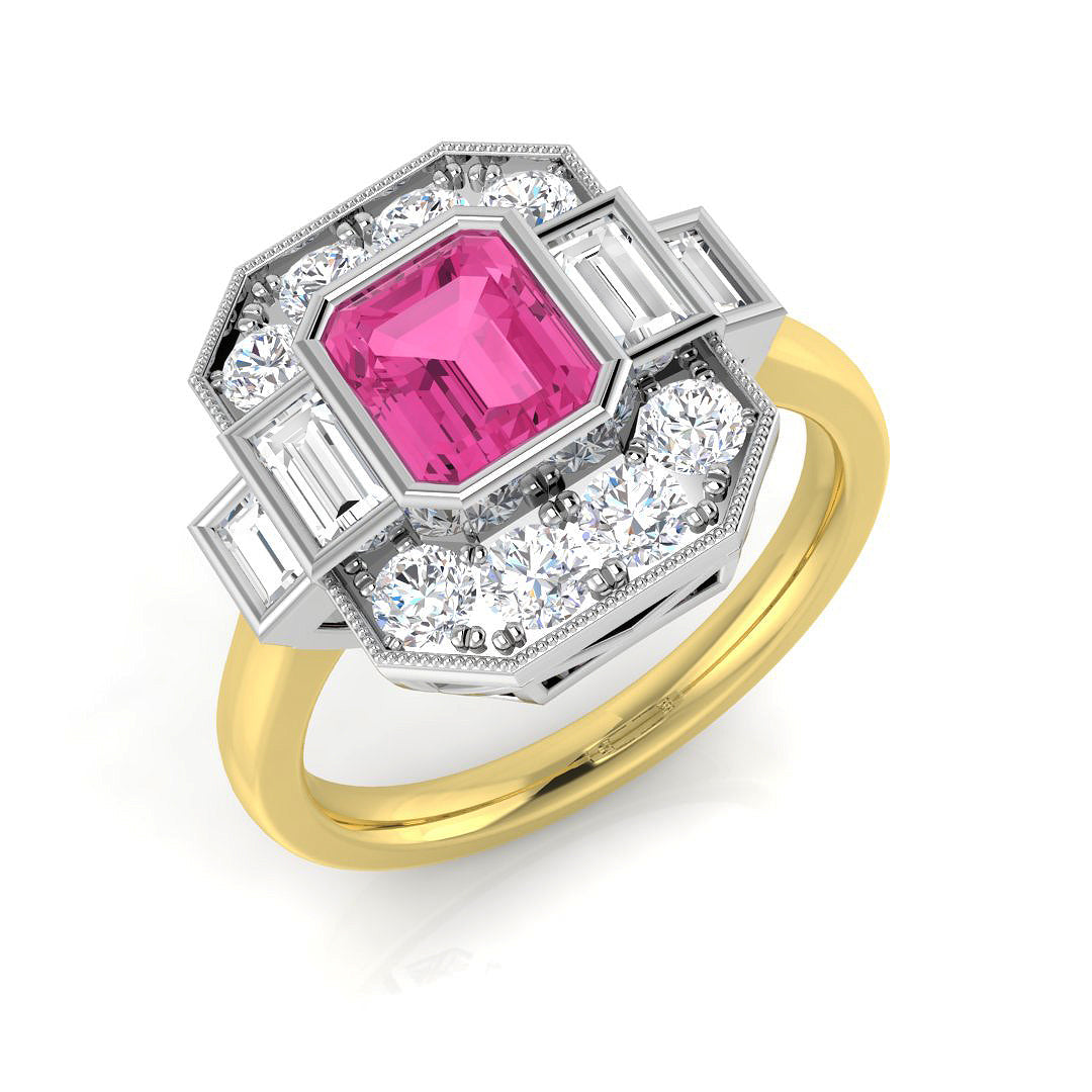 Diamond Reabing Pink Sapphire Ring | 1.5ct - 3ct