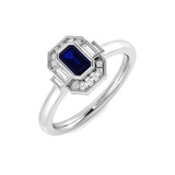 Emerald Cut Blue Sapphire Ring in gold