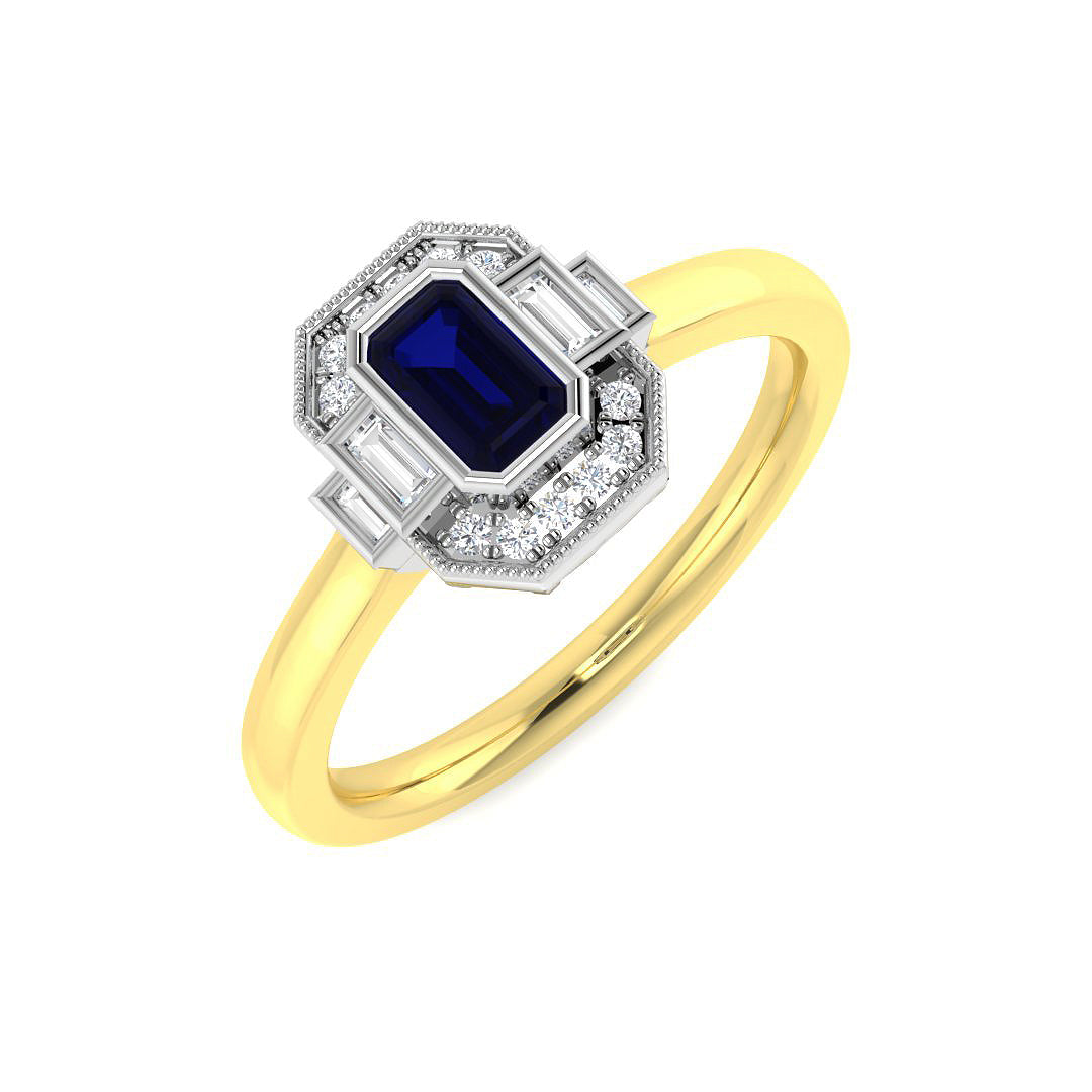 Emerald Cut Blue Sapphire Ring