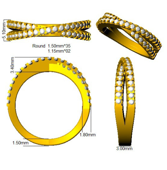 0.50Carat D-E/VS Lab Grown Diamond Fancy Wedding Ring 9k Yellow Gold Ready To Ship