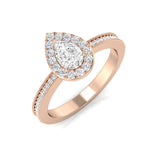 Natural Pear & Round Cut Diamond Halo Ring