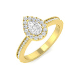 Natural Pear & Round Cut Diamond Halo Ring