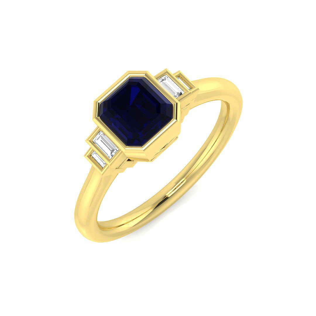 Diamond Pobtypoos Blue Sapphire Ring | 1ct - 2ct
