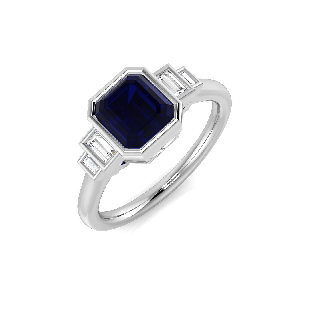 Diamond Cobwy Blue Sapphire Ring | 1.5ct | Hallmarked Gold & Platinum