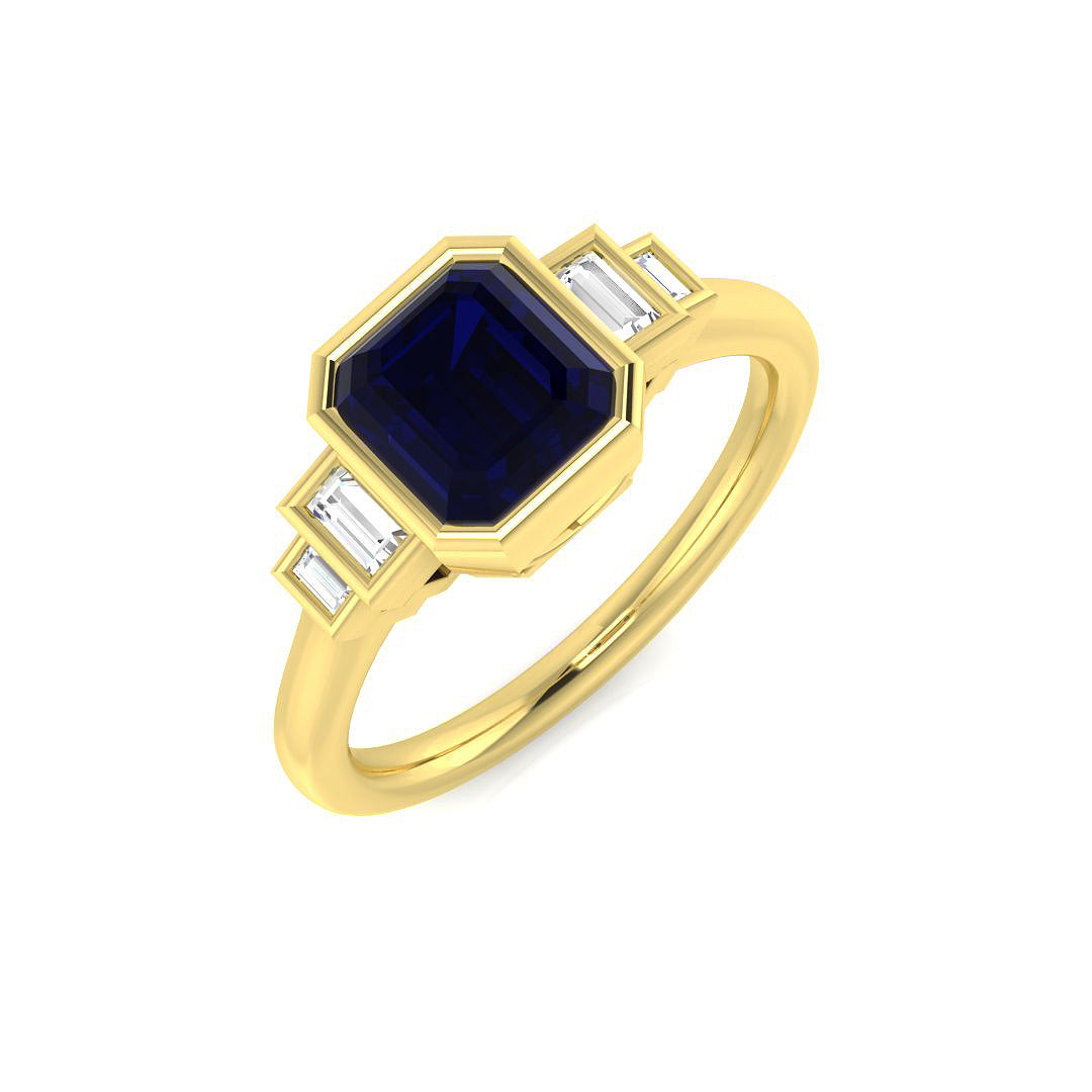 Diamond Cobwy Blue Sapphire Ring | 1.5ct | Hallmarked Gold & Platinum