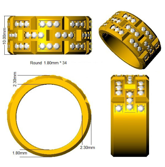 0.80Carat D-E/VS Lab Grown Diamond Fancy Wedding Ring 9k Yellow Gold Ready To Ship