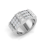 Half Eternity Gold Ring with Baguette and Round Diamonds