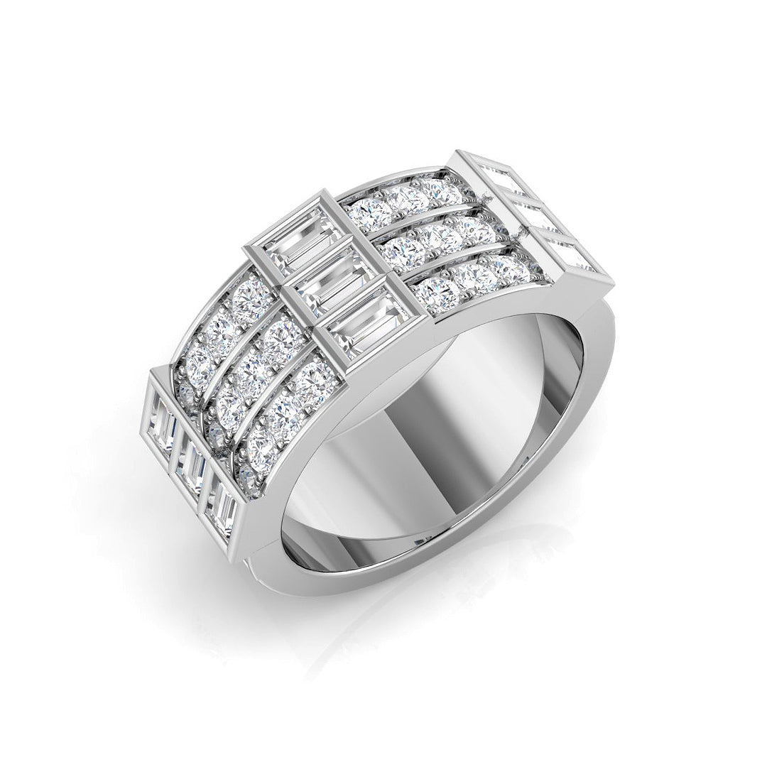 1.25Ct Round And Baguette Diamond Half Eternity Ring