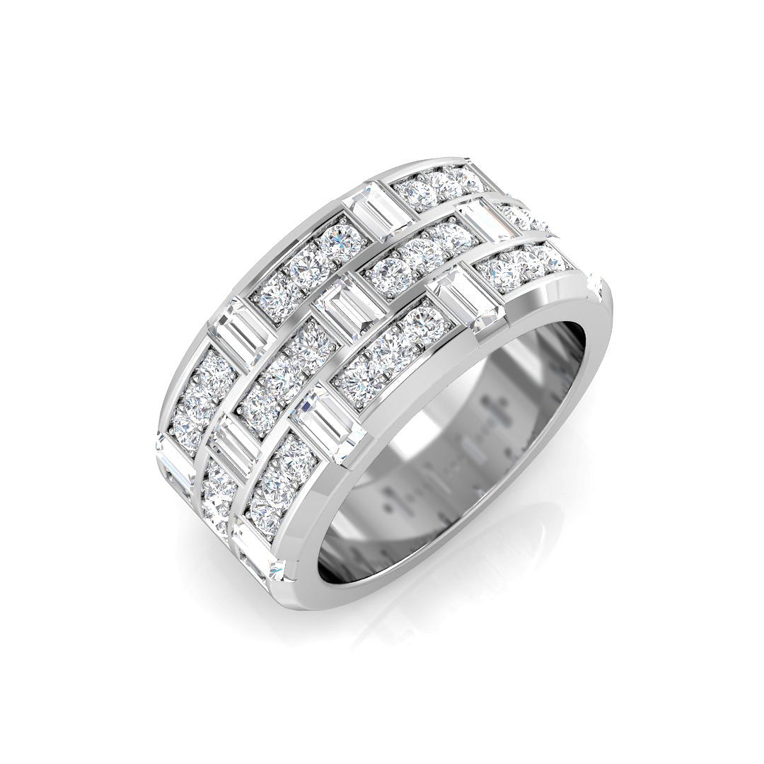 Half Eternity Band with Round & Baguette-Cut Diamonds