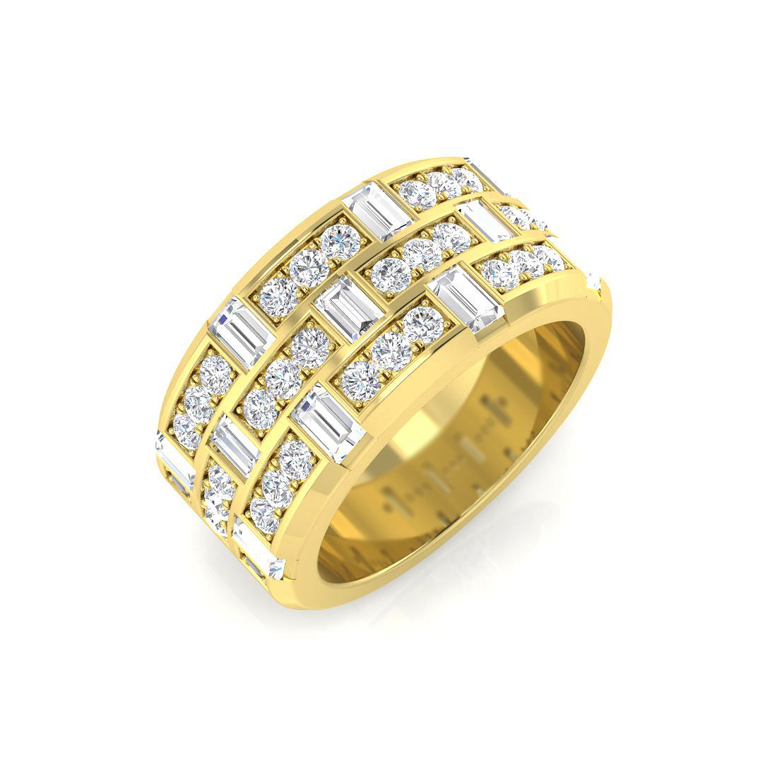 Half Eternity Band with Round & Baguette-Cut Diamonds