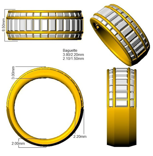 Baguette Diamond Half Eternity Ring in White Gold
