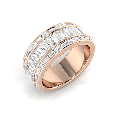 Baguette and Brilliant Cut Diamond Half Eternity Ring in White Gold