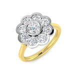 Bezel Floral Diamond Cluster Ring 1.5ct | UK Hallmarked