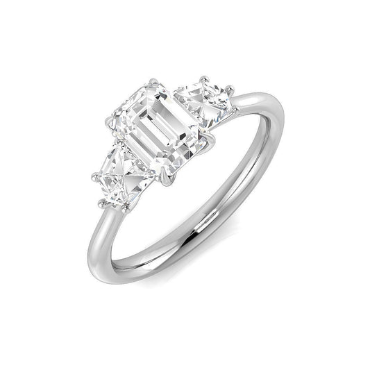 Emerald-Cut & Pentagon Diamond 3 Stone Ring | 1.75ct | Hallmarked Gold & Platinum