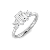 Emerald-Cut & Pentagon Diamond 3 Stone Ring | 1.75ct | Hallmarked Gold & Platinum