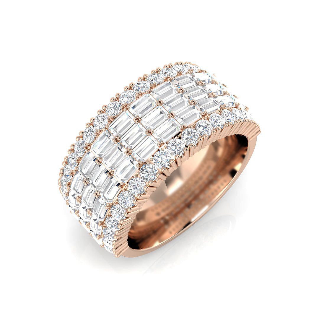 3.0Ct Round and Baguette Diamond Ring For Her