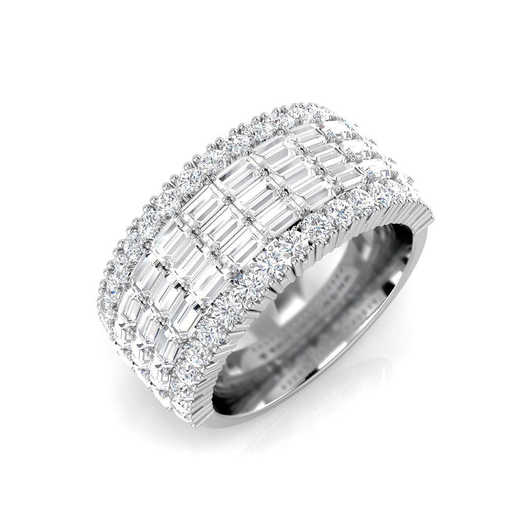 3.0Ct Round and Baguette Diamond Ring For Her