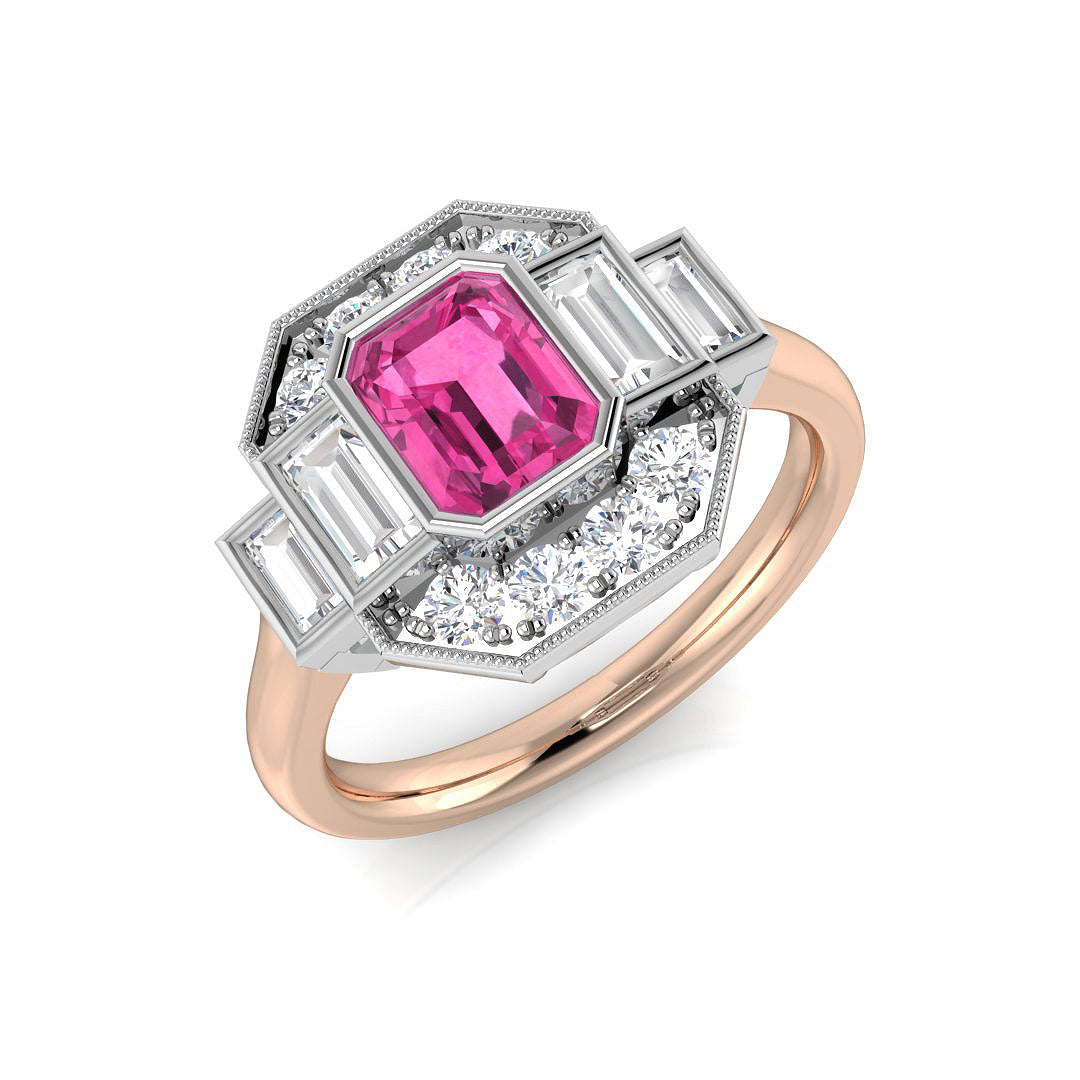 Diamond Reabing Pink Sapphire Ring | 1.5ct - 3ct