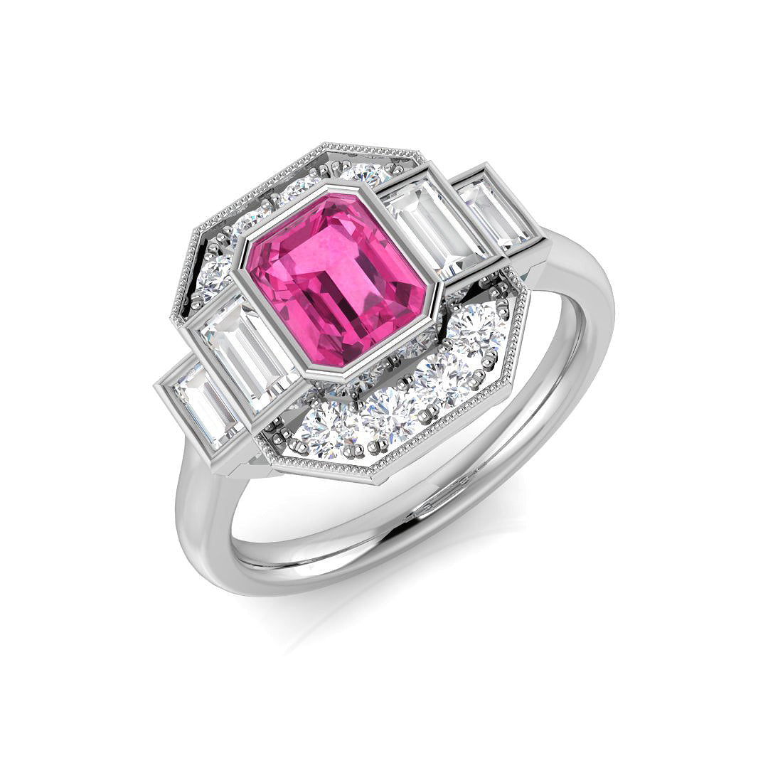 Diamond Reabing Pink Sapphire Ring | 1.5ct - 3ct