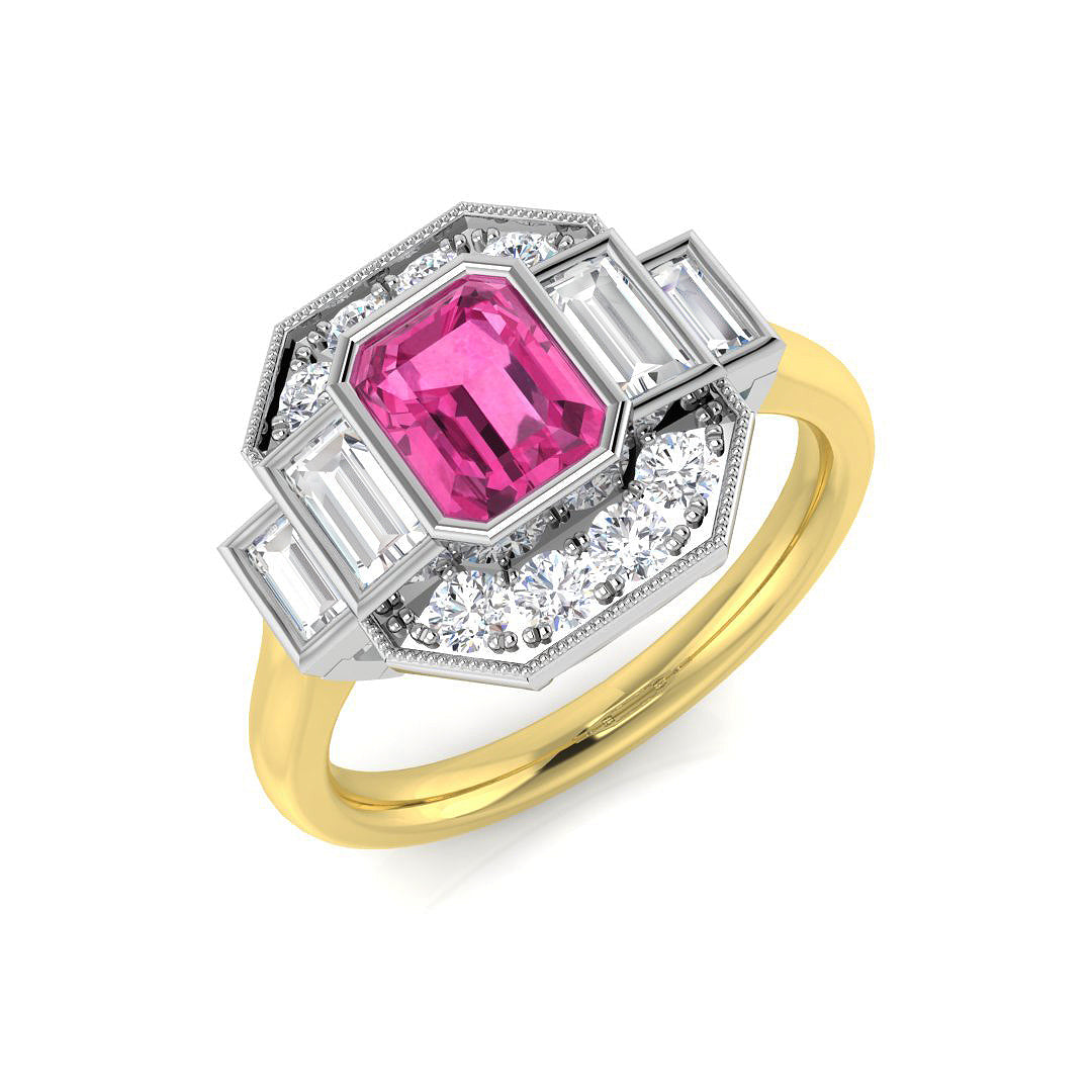 Diamond Reabing Pink Sapphire Ring | 1.5ct - 3ct