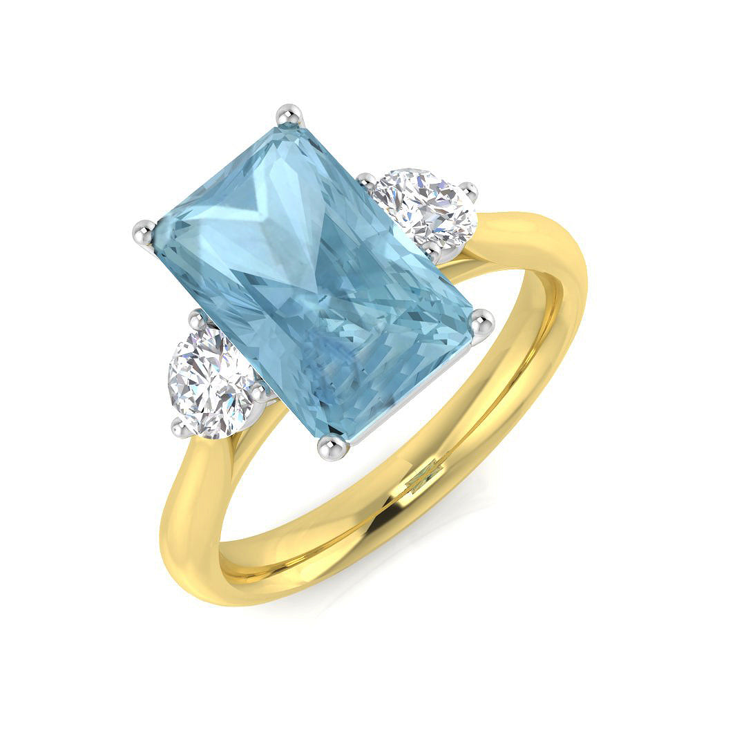 Emerald Cut Aquamarine Ring UK Hallmarked