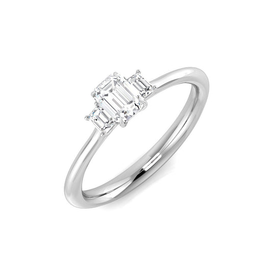 3.00-3.15ct Lab Grown D/VVS Emerald Cut Diamond Trilogy Ring