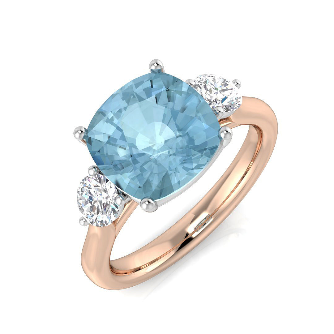 Diamond Chekter Aquamarine Ring | 3ct - 4ct