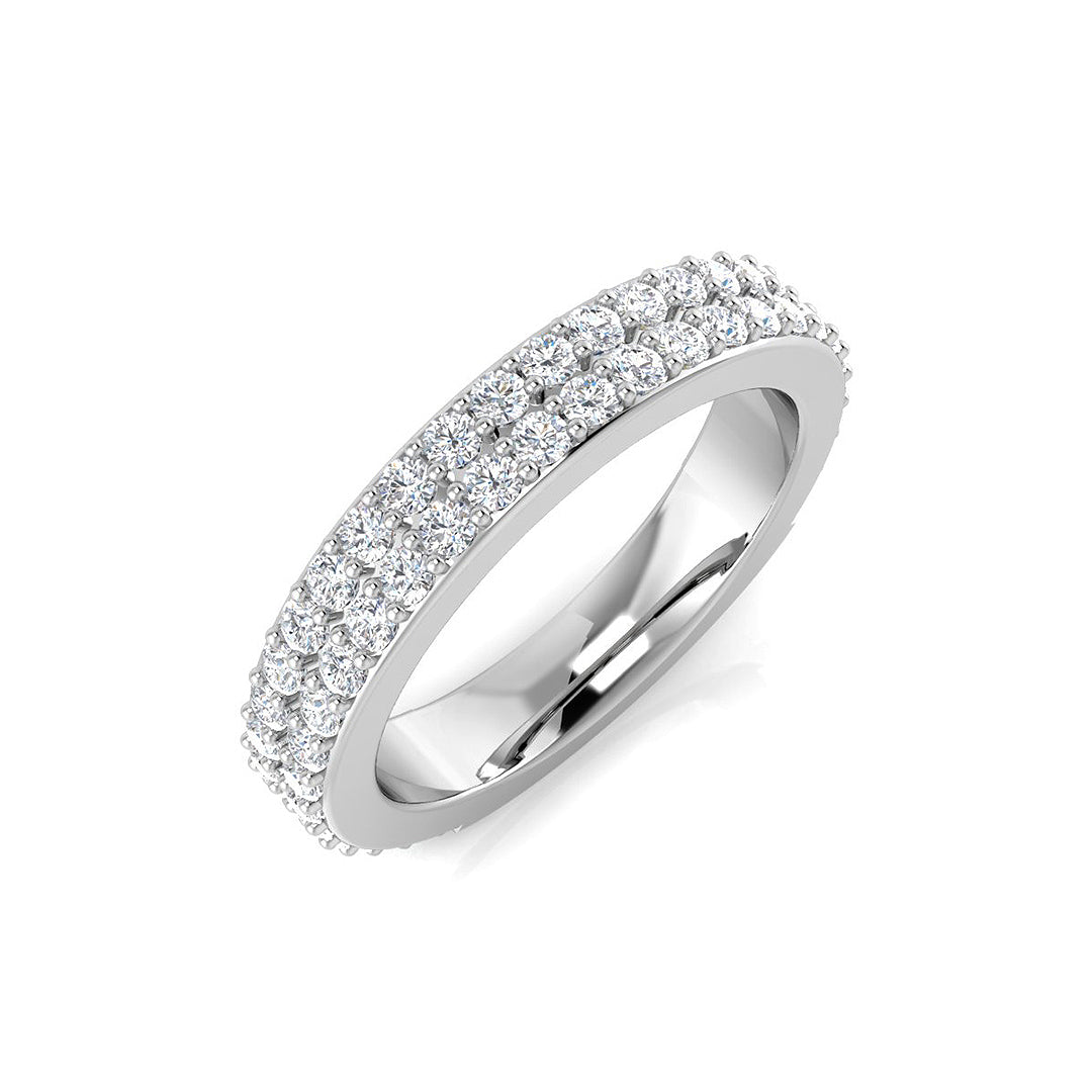 1.0Ct Round Diamond Two Row Half Eternity Ring | Hallmarked Gold & Platinum