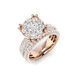 Round Diamond Cluster Halo Engagement Ring 3.5ct | Wide Band UK Hallmarked