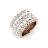 Half Eternity Band with Baguette & Round Cut Diamonds – 5 Row Design