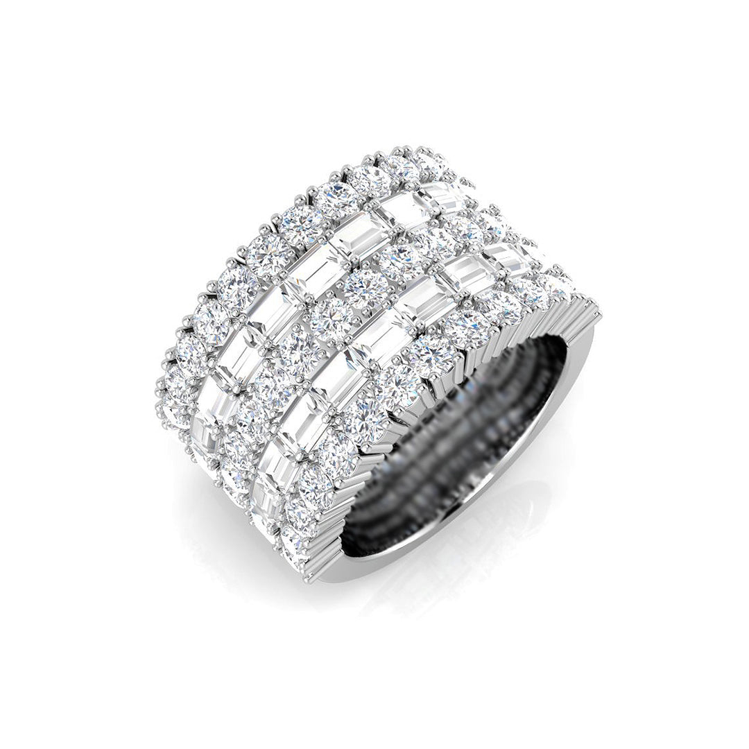Half Eternity Band with Baguette & Round Cut Diamonds – 5 Row Design