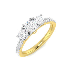 1.20Carat DE/VS Lab Grown Diamond 3 Stone Ring 9k Yellow Gold Ready To Ship