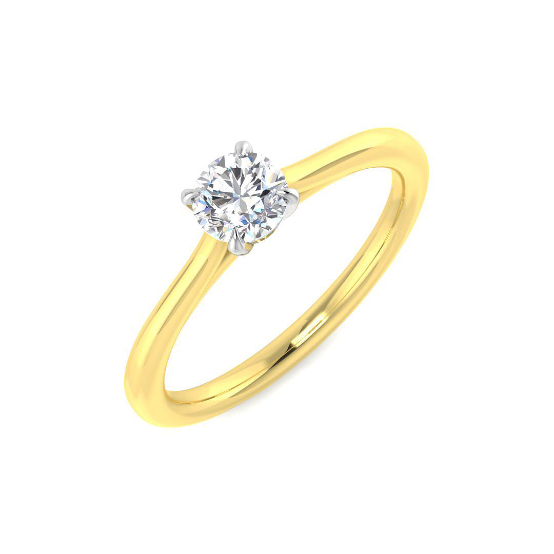 0.40 Ct D-E/VS Lab Grown Diamond Solitaire Ring 18k Yellow Gold Ready To Ship