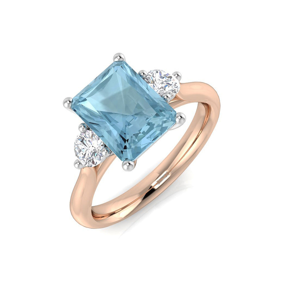 Rose Gold Emerald Cut Aquamarine Ring
