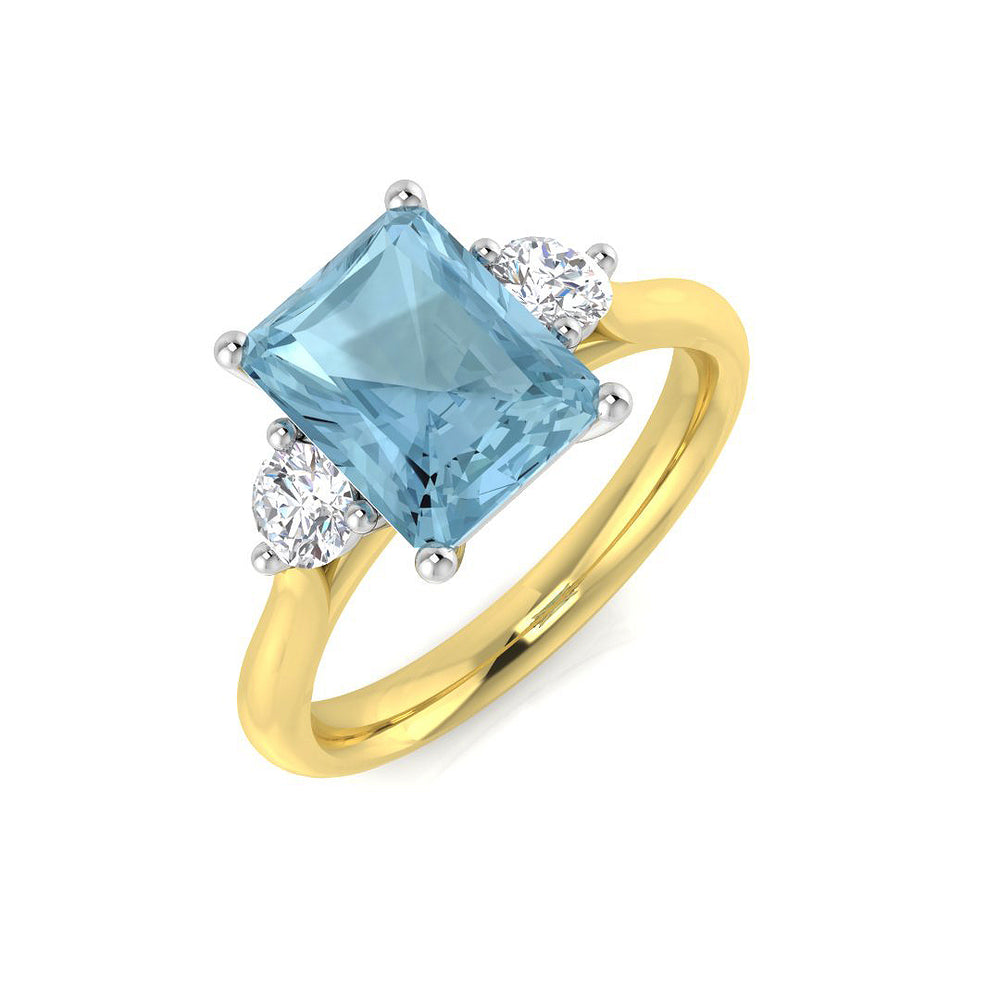 Yellow Gold Emerald Cut Aquamarine Ring