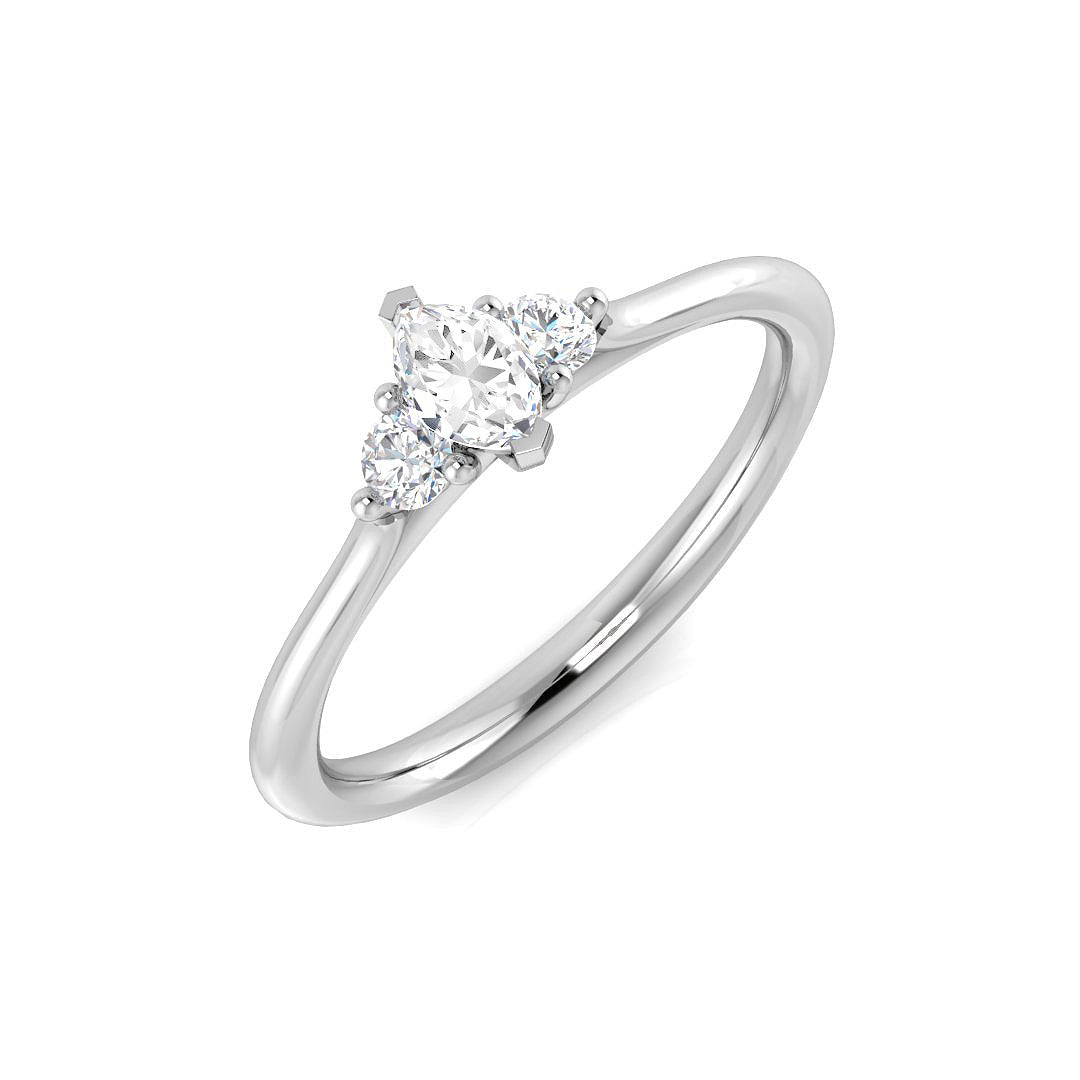 Marquise Diamond Trilogy Ring with Round Side Diamonds | 0.33ct