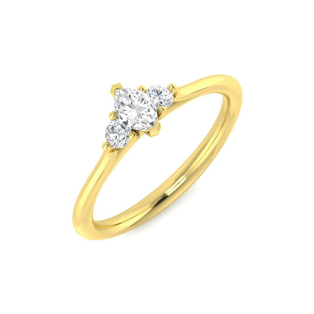 Marquise Diamond Trilogy Ring with Round Side Diamonds | 0.33ct