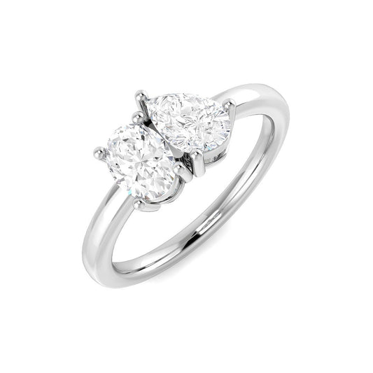 Oval & Pear Lab-Grown Diamond Engagement Ring | 1.0ct | UK Hallmarked