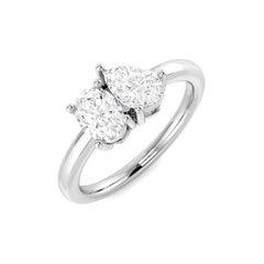 1.00Carat D-E/VS Lab Grown Diamond 2 Stone Wedding Ring 9k White Gold Ready To Ship